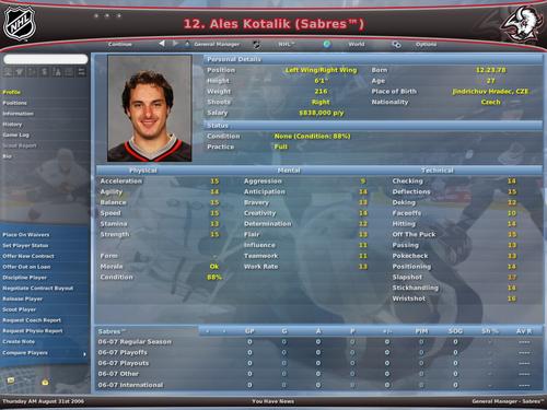 NHL: Eastside Hockey Manager 2007 Screenshot